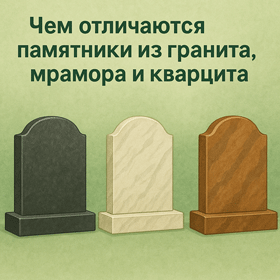 Чем отличаются памятники из гранита, мрамора и кварцита